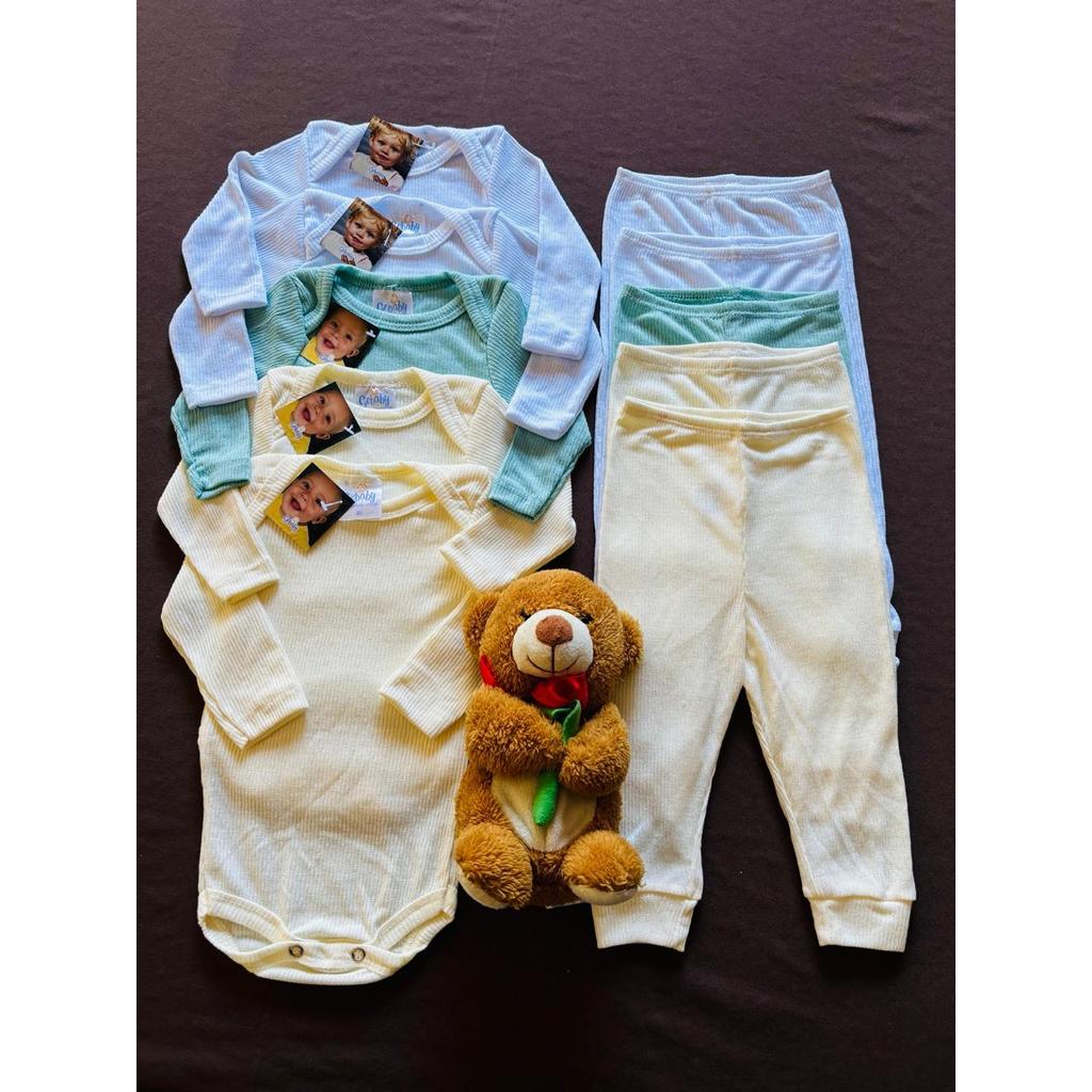 Kit 10 pç enxoval do bebe 5 Body e 5 Calça comprida mijão unissex