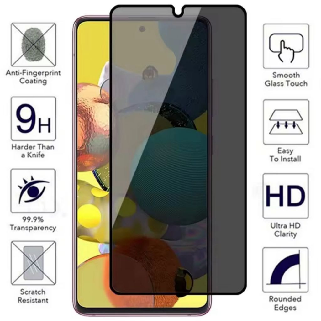 Película de Privacidade 3D Vidro Temperado Anti Spy Samsung A10 A20 A30 A50 A10S A20S A30S A50S A21S - detalhe