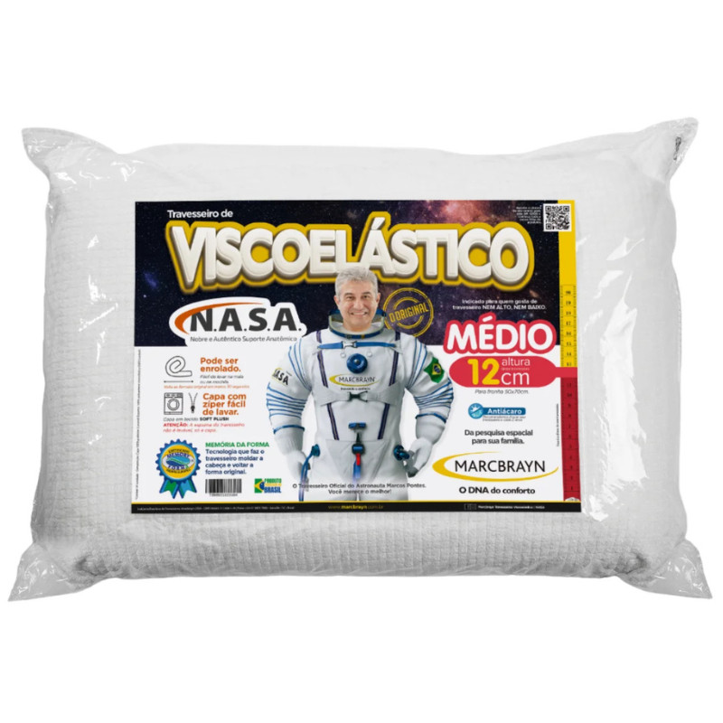 Travesseiro Nasa Original Macio Viscoelástico Hipoalergênico Médio Alto Baixo
