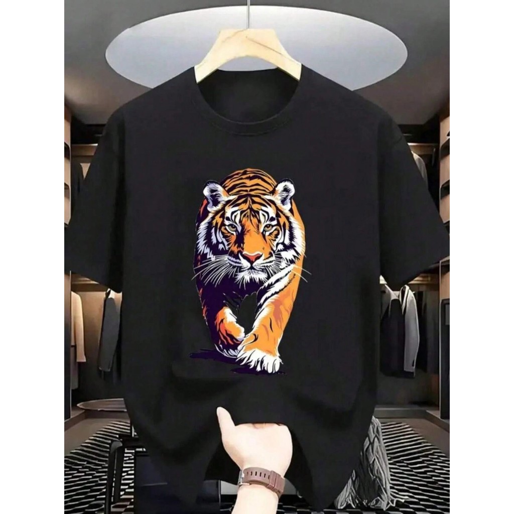 Camiseta Masculina Para Ele Estampada Tigre Casual Confortável Academia Treino Camisa