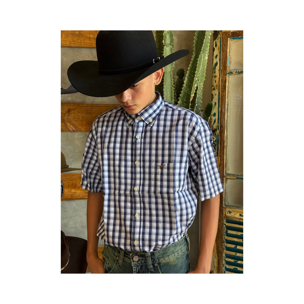 Camisa Social Masculina Xadrez Texas Edition — Manga Curta, Conforto e Estilo Country