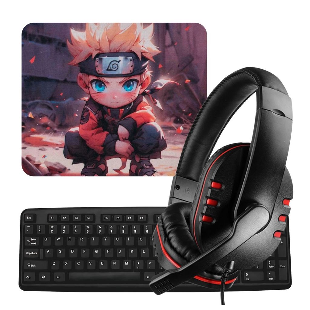 Kit 3x1 Teclado Headset Mousepad Estudo Homeoffice