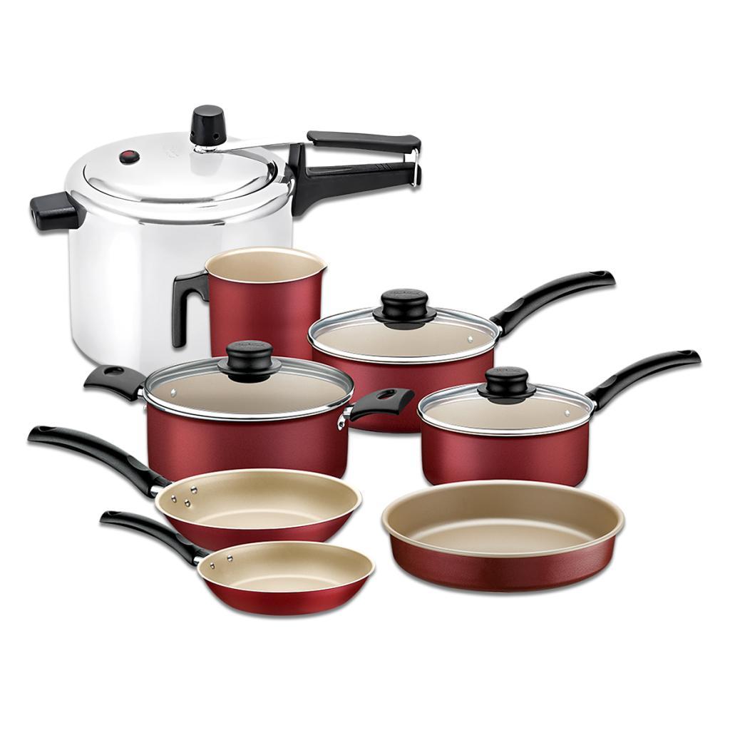 Jogo de Panelas 8 Peças Tramontina Turim Vermelha Com Panela de Pressão Classic 4,5L Panelux Polida em Oferta na Shopee