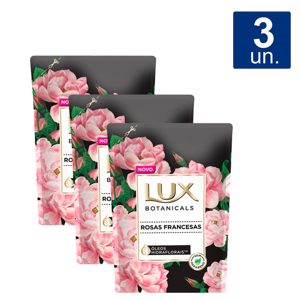 Kit 3 Sabonete Líquido Lux Botanicals Rosas Francesas Refil 200ml em Oferta na Shopee