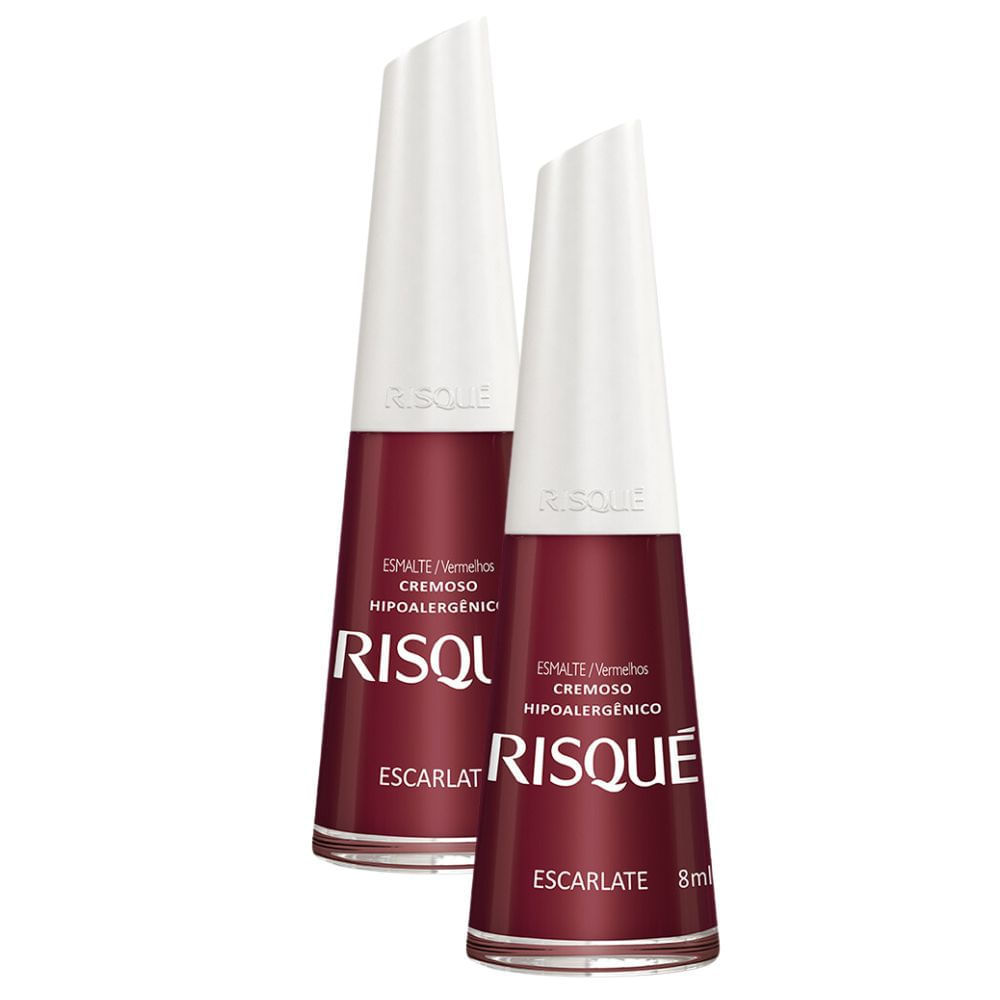 Kit 2 Esmalte Risqué Cremoso Escarlate 8ml em Oferta na Shopee