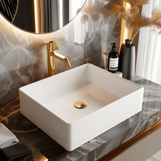 Pia Para Banheiro Cuba Sobrepor 40cm Retangular Lavabo Mármore Sintético Branca Promoção Imperdível em Oferta na Shopee