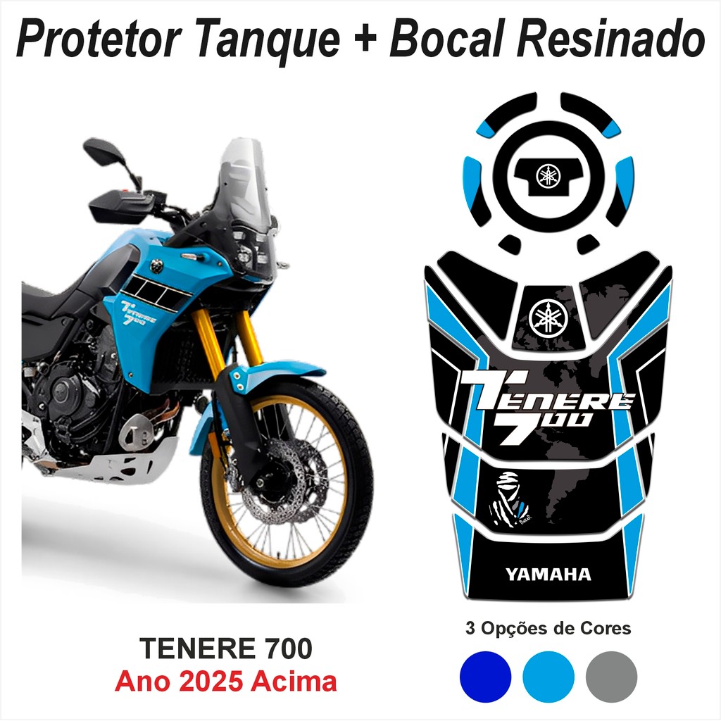 Adesivo Protetor Tanque Tankpad E Bocal 3d Resinado para Moto Nova Yamaha Tenere 700 MS246