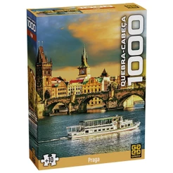QUEBRA CABEÇA PRAGA 1000 PEÇAS GROW PUZZLE PAISAGEM PONTO TURÍSTICO QUADRO RIO BARCO REPÚBLICA CHECA