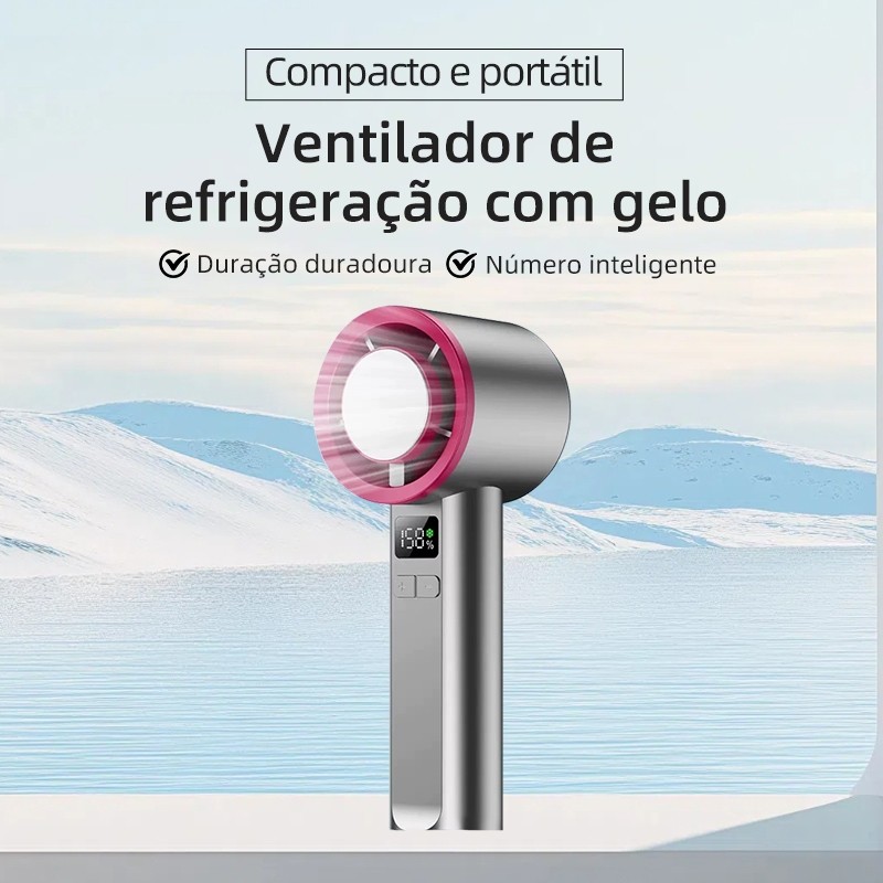 Ventilador Portátil 💨 | Display Digital + Turbo Refrigeração - Motor Sem Escova, 150 Níveis & Carregamento USB 🔌
