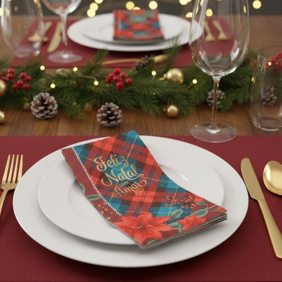 Guardanapo de Papel - Feliz Natal e Boas Festas - Vermelho e Verde - 33x40cm - 10 unidades - Rizzo em Oferta na Shopee