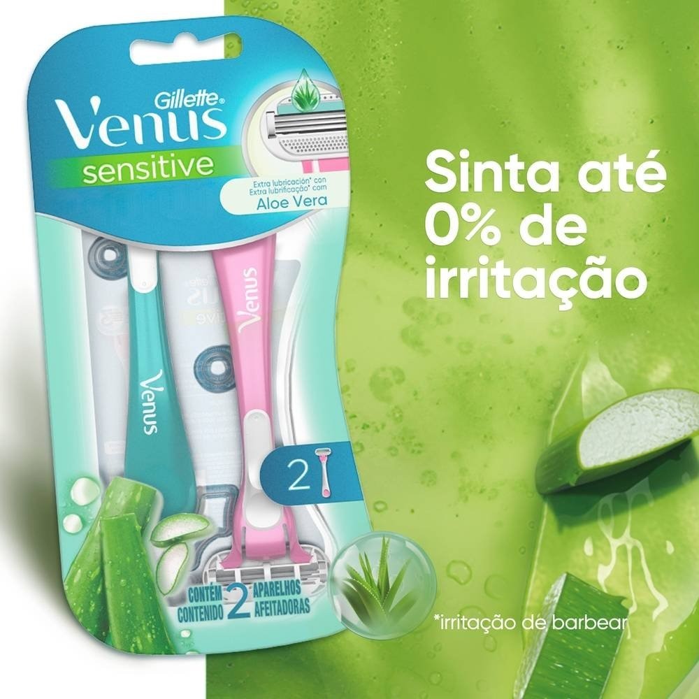 Detalhes do Aparelho De Depilar Gillette Venus Sensitive 2 Unidades