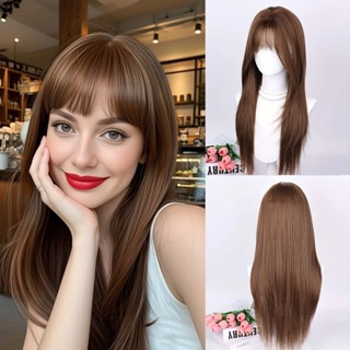 Peruca Lace Cor Castanho Linha Popular Fibra Liso Com Franja 60cm 260g Top Hair JULIA-302 em Oferta na Shopee