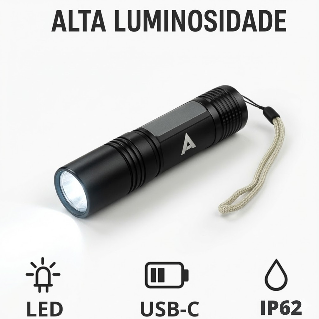 Lanterna Tática USB Recarregável LED Super Forte de Bolso Compacta | Alumínio Camping Caminhada Emergência Potente em Oferta na Shopee