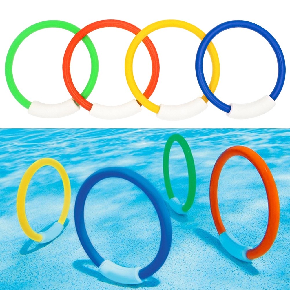 Argolas De Mergulho 4pcs Natação Subaquático , Brinquedo De Piscina De Afundamento Para Crianças