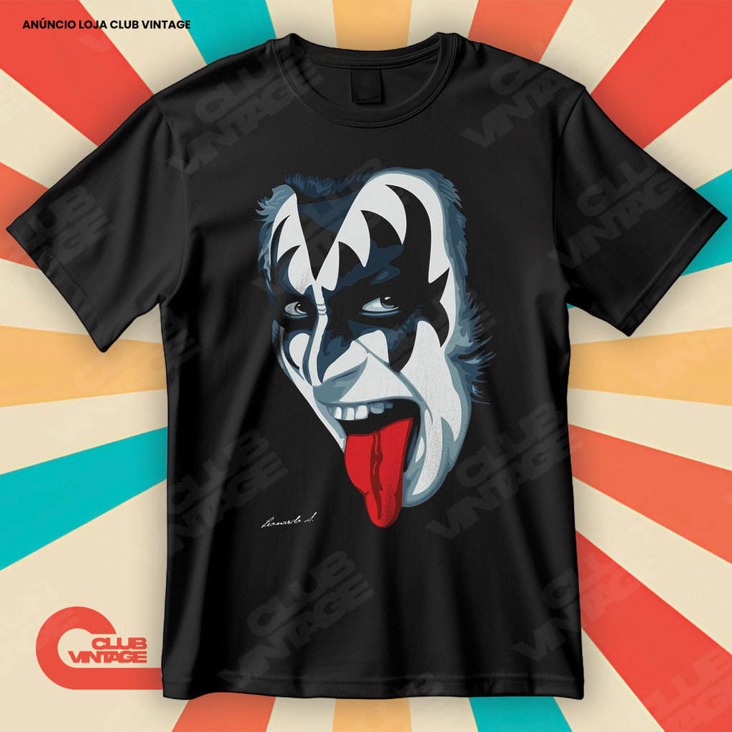 Camiseta Banda Kiss Gene Simmons Blusa Camisa Rock 100% Algodão em Oferta na Shopee