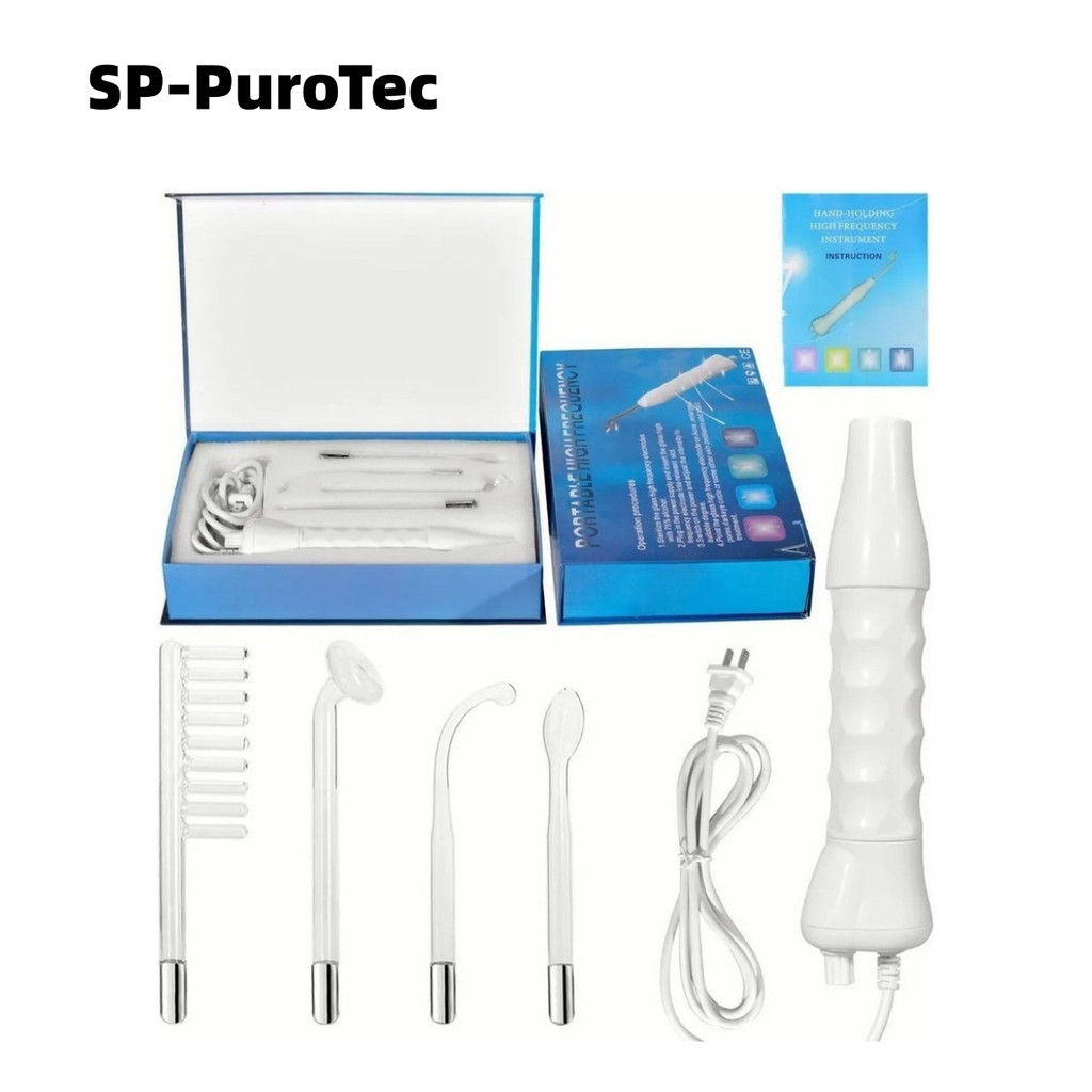 Aparelho Alta Frequência Portátil 4 em 1 Bivolt para Tratamento Facial Capilar Limpeza Pele Estética