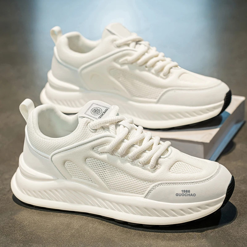 2025 sapatos masculinos outono respirável oco malha sapatos casuais All-Match juventude aumentando correndo esportes sap