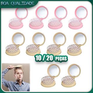 Kit 10/20 peças Escova de cabelo de viagem com espelho mini escova dobrável escovas redondas compactas de viagem
