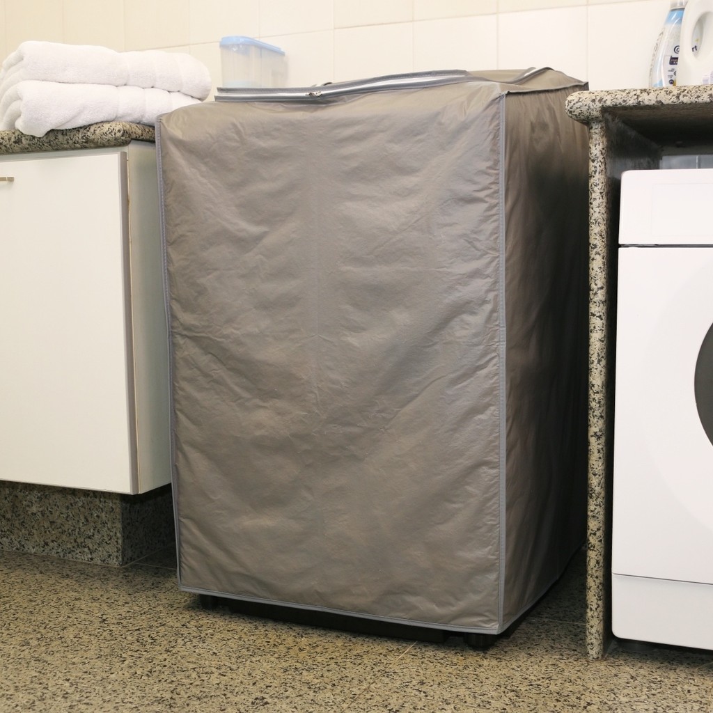 Capa Máquina De Lavar Eletrolux Brastemp C/ Ziper Impermeavel Flanelada korino 12kg 13kg 14kg Cinza Tamanho M