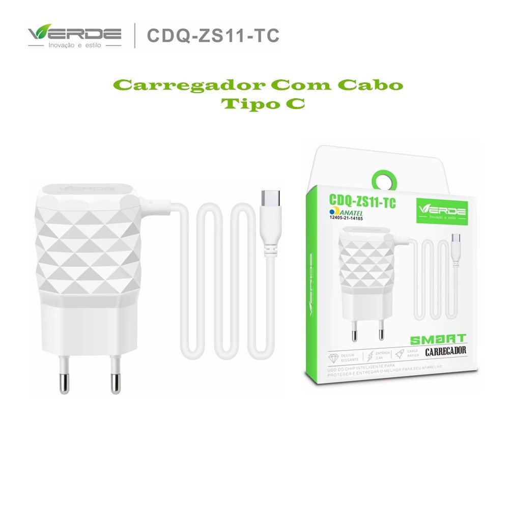 Carregador Com Cabo Tipo C Carrega Rapido Smart Carregador Para Celular Andróide