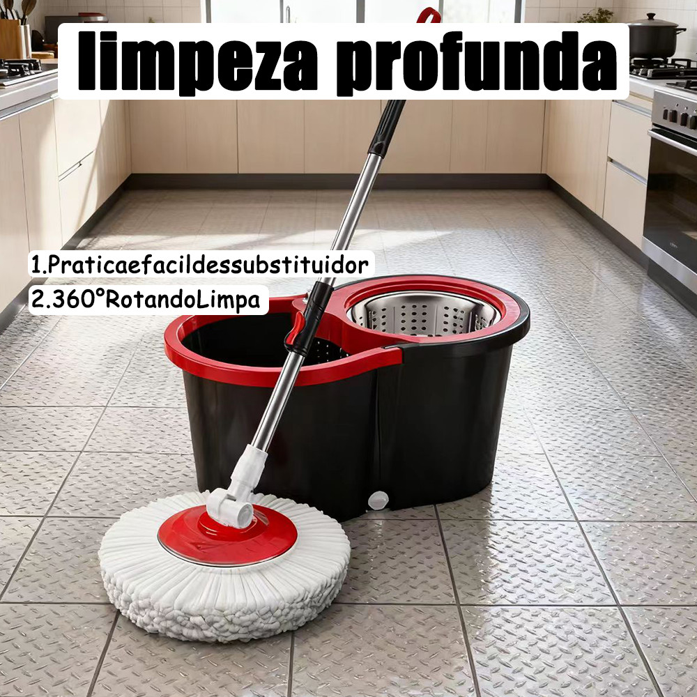 Kit mop balde rotativo Anti-derrapante Girar esfregão Balde mop duplo drive Lavagem alta v...