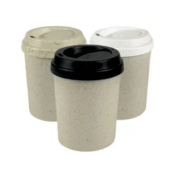 Kit 50 Copo de Café 250ml Eco Madeira com Tampa Bucks