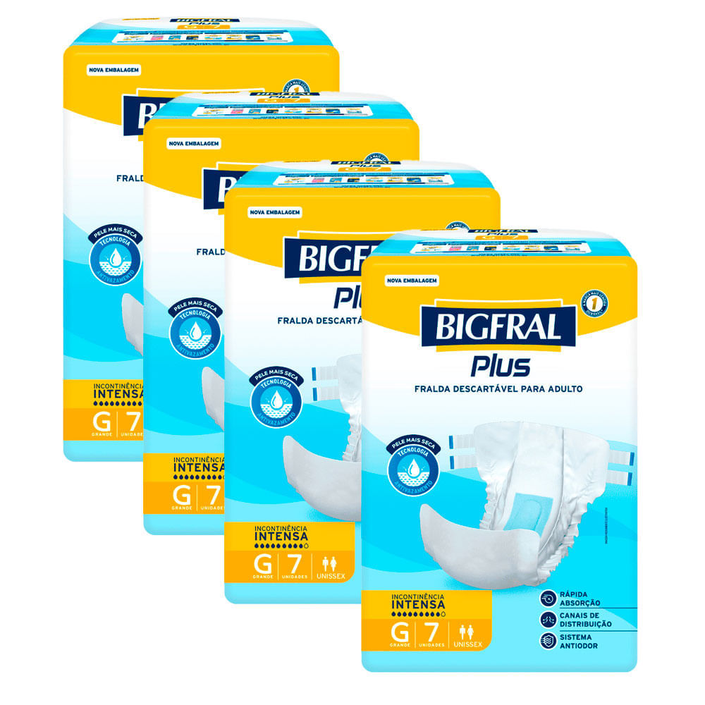 Kit 4 Fralda Bigfral Plus G 7 Unidades em Oferta na Shopee
