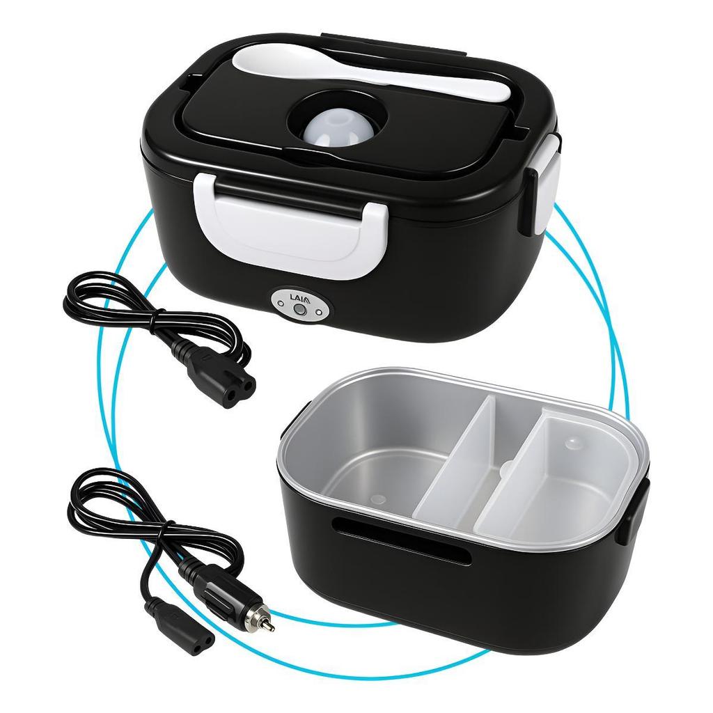 Marmita Elétrica Preta Lancheira Doméstica Trabalho Marmita Veicular 1.5l Carro/casa 12v/24v/110v/220v Portatil
