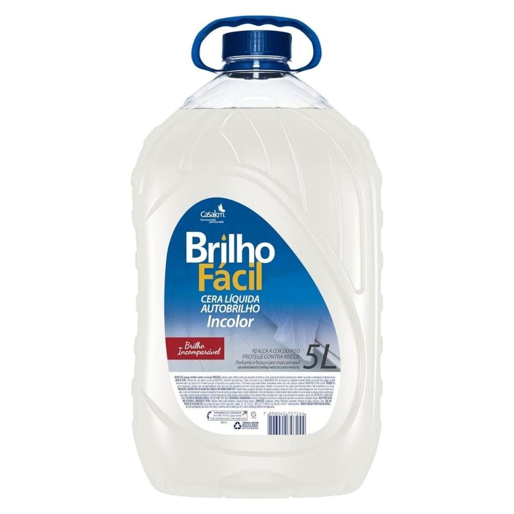CERA PARA PISOS INCOLOR 5L - BRILHO FÁCIL