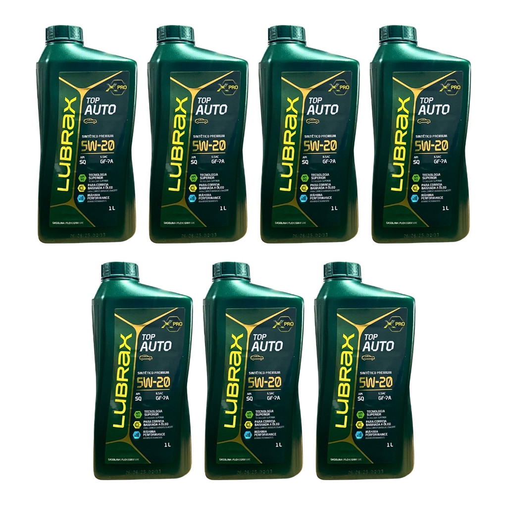 Kit 7 Litros Oleo Lubrax Premium 5W20 Sintético API SQ SN SL