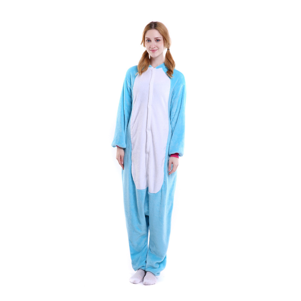 Unicórnio Azul Adulto Pijama Kigurumi Macacão Fantasia