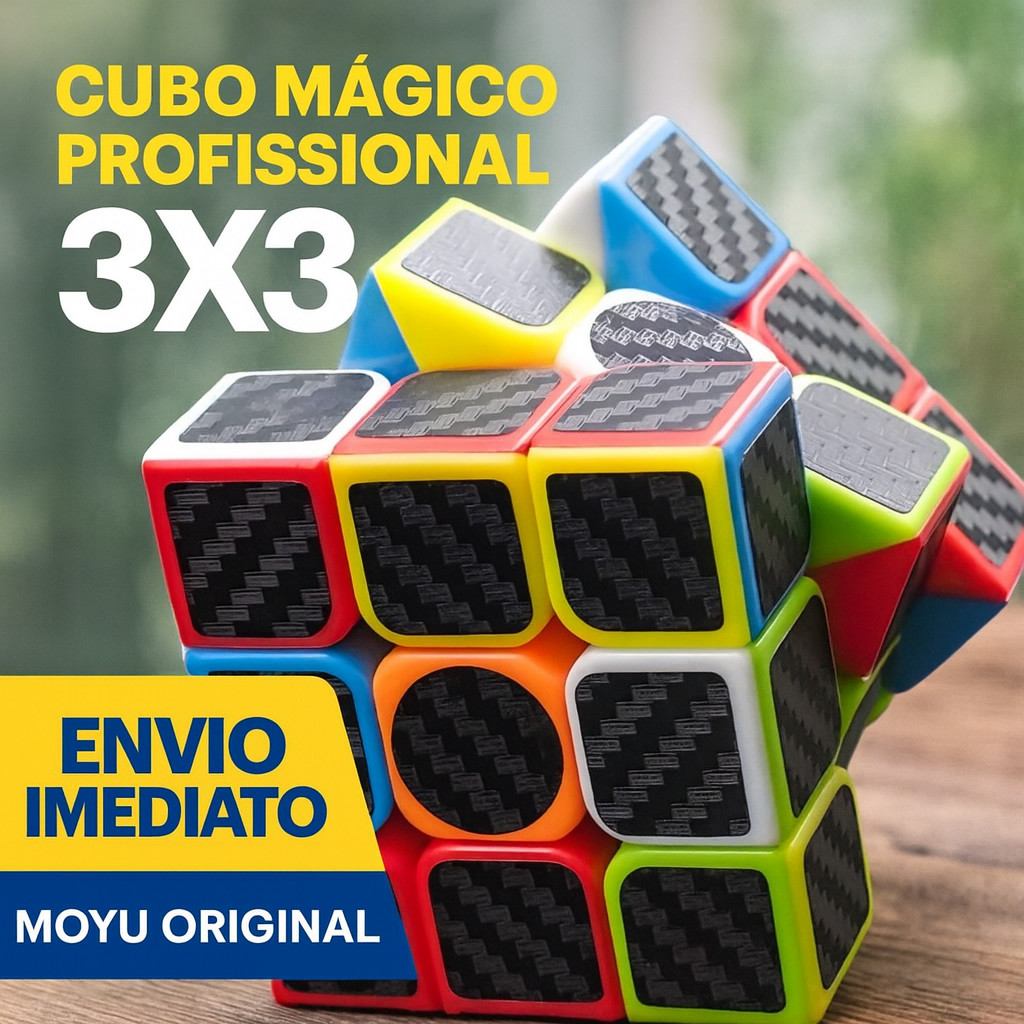 Cubo Mágico 3x3 Profissional Moyu Original – Speed Cube Rápido, Não Trava, Carbon Fibre Anti-Stress