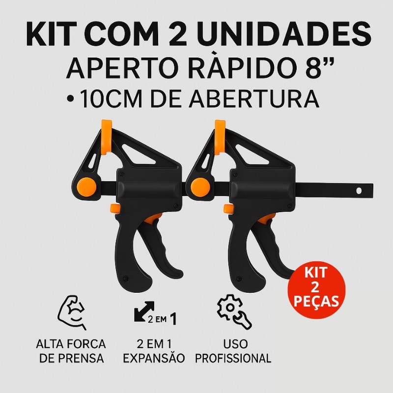 Kit Grampo Sargento Aperto Rápido Universal 19.5cm Abertura Máxima 10cm em Oferta na Shopee