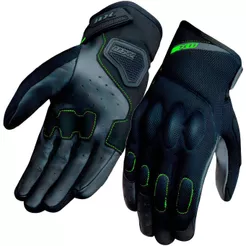 Luva X11 Nitro Air Motoqueiro Curta Ventilada Couro Tecido Preta com Verde