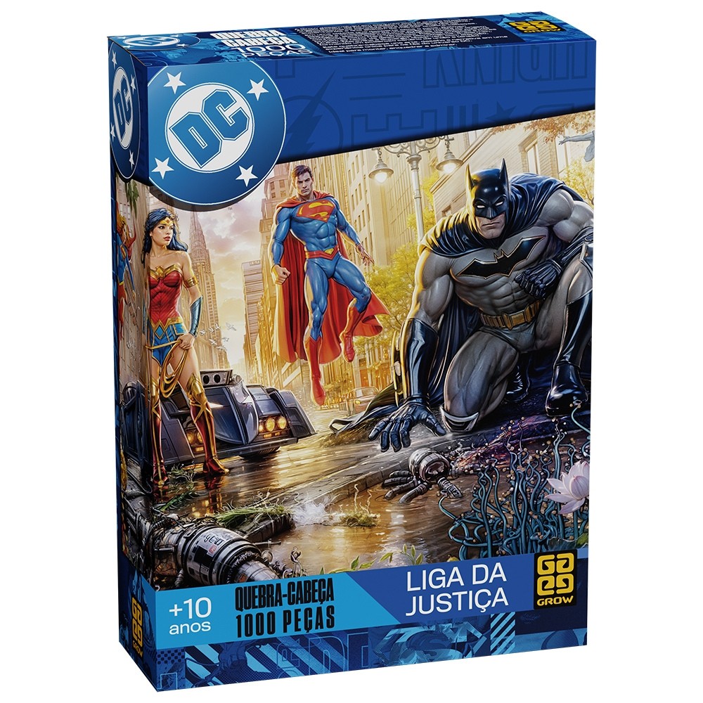 QUEBRA CABEÇA LIGA DA JUSTIÇA 1000 PEÇAS GROW PUZZLE DC HERÓIS SUPER HOMEM MULHER BATMAN MARAVILHA em Oferta na Shopee