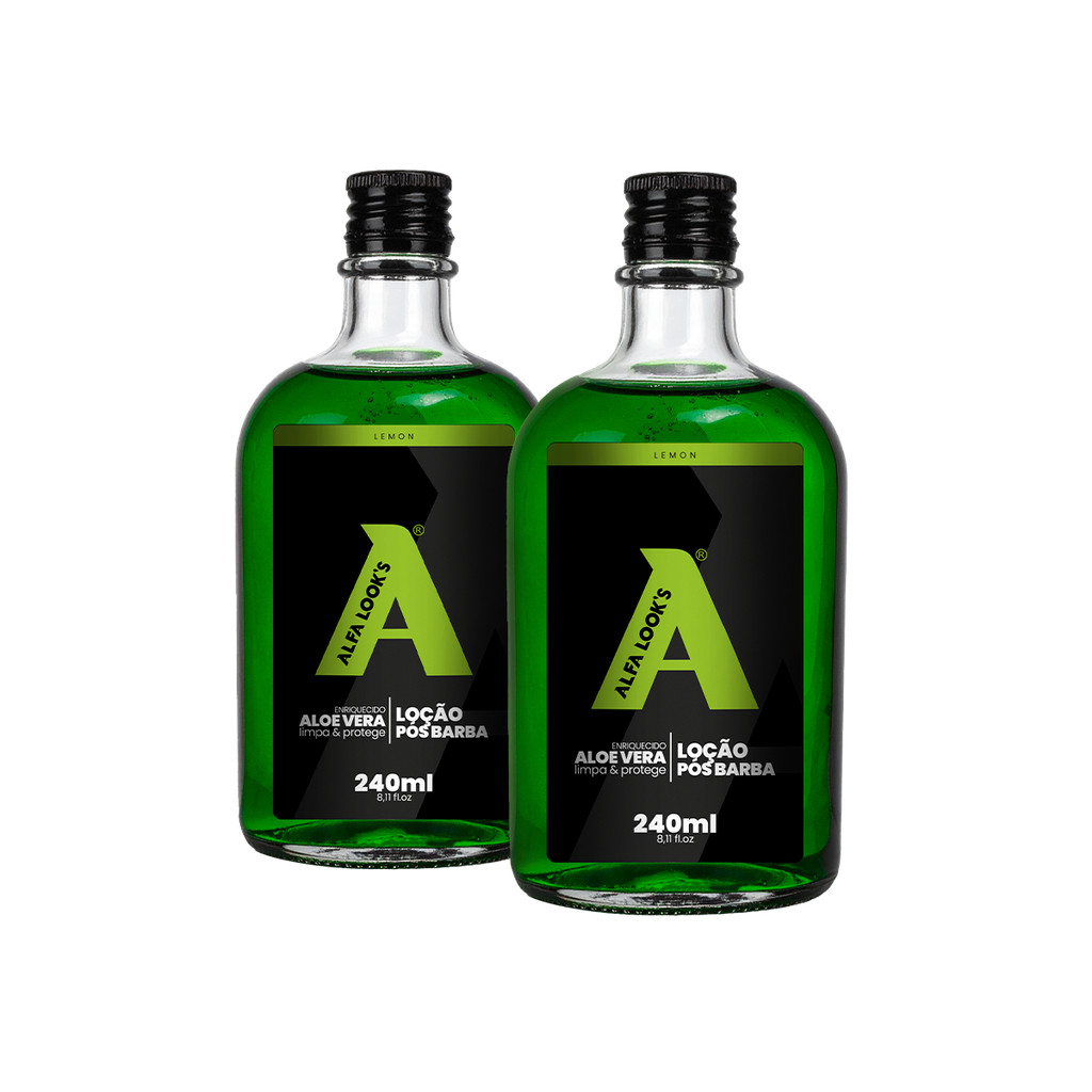 LOÇÃO PÓS BARBA LEMON 240ML ALFA LOOK'S - 2 UNIDADES VERDE