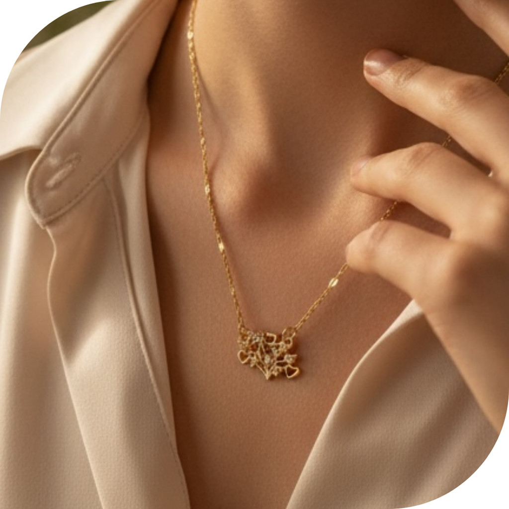 Colar Feminino Luxo – Aço Inoxidável 316 | Pingente Coração com Zircônias