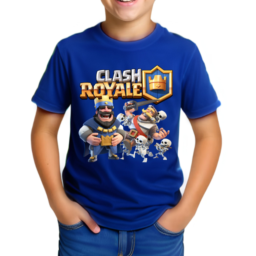 Camiseta Infantil Juvenil Clash Royale Camisa Estampada 100% Algodão N2 ao 16 Tendencia Lançamento