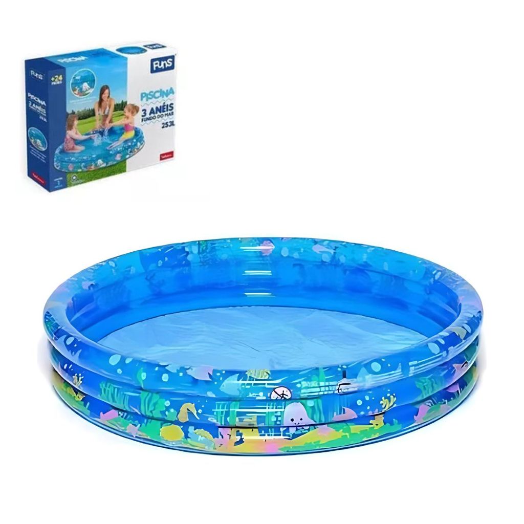 Piscina Infantil 3 Anéis Estampa Fundo Do Mar Água ou Bolinha em Oferta na Shopee
