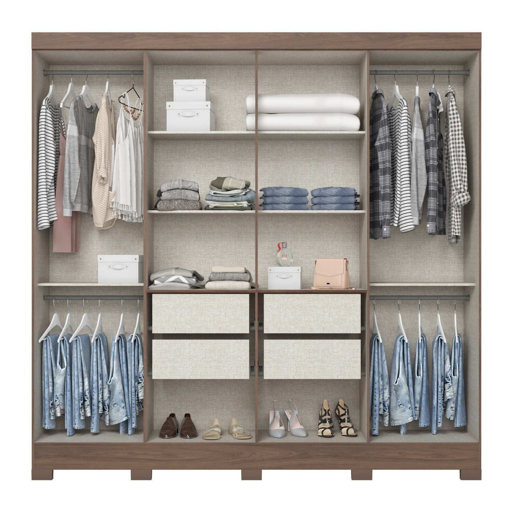 Detalhes do Guarda-Roupa Casal 8 Portas 4 Gavetas Devon Henn Castanho HP