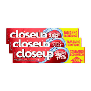 Kit 3 Creme Dental em Gel Closeup Proteção 360º Fresh Red Hot 130g em Oferta na Shopee
