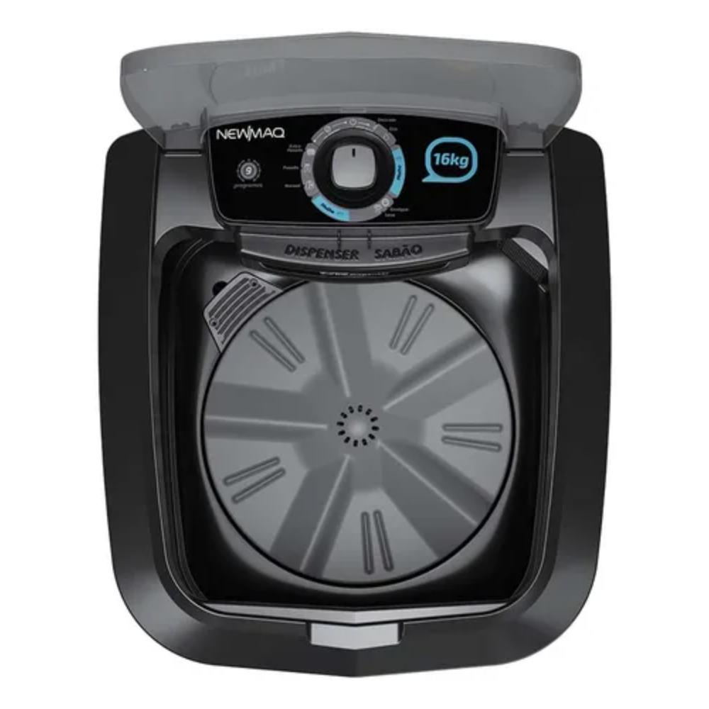 Tanquinho De Lavar Roupa 16kg Newmaq Semiautomático com 9 Programas de Lavagem Preto 220V — imagem 2 de 2