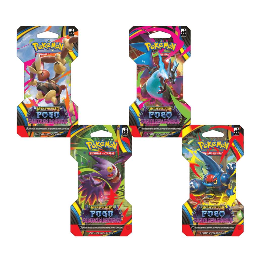 Pokemon Blister Unitário Pokémon ME02 Fogo Fantasmagórico (Caixa com 24 Unidades) Copag - 35674 em Oferta na Shopee