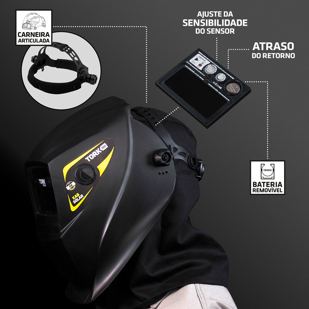 Detalhes do Mascara Automatica Capacete de Solda Profissional 4K Msea-901 Din13 Super Tork