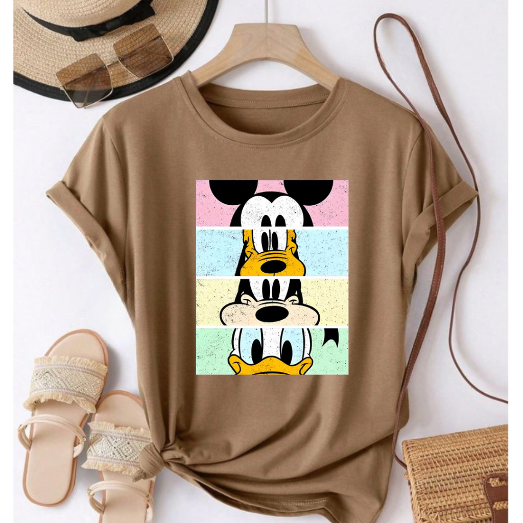 Camiseta Feminina e Masculina Mikey Pateta Pato Colorido Camisa 100% Algodão Unissex Personagem