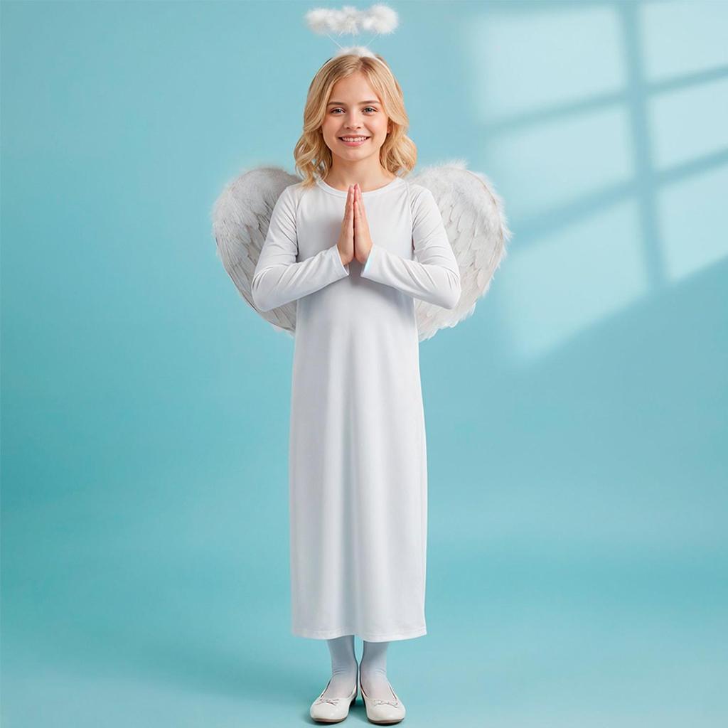 Túnica Branca Infantil Unissex Roupa de Batizado e Coroação Fantasia de Anjo 2 a 16 anos em Oferta na Shopee