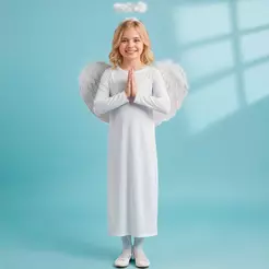 Túnica Branca Infantil Unissex Roupa de Batizado e Coroação Fantasia de Anjo 2 a 16 anos