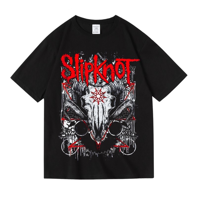 Music Soul Camiseta Unissex Slipknot Banda Metal Cabra Estampada Algodão Confortável Estilosa Divertida Concertos