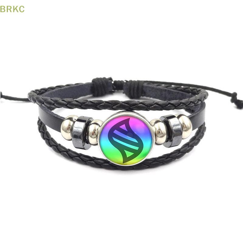 BRKC 1 Peça Presente Infantil Anime Mega Pedra Snap Tecer Pulseira De Couro Cabochão De Vidro Ajustável Joias Para Mulhe