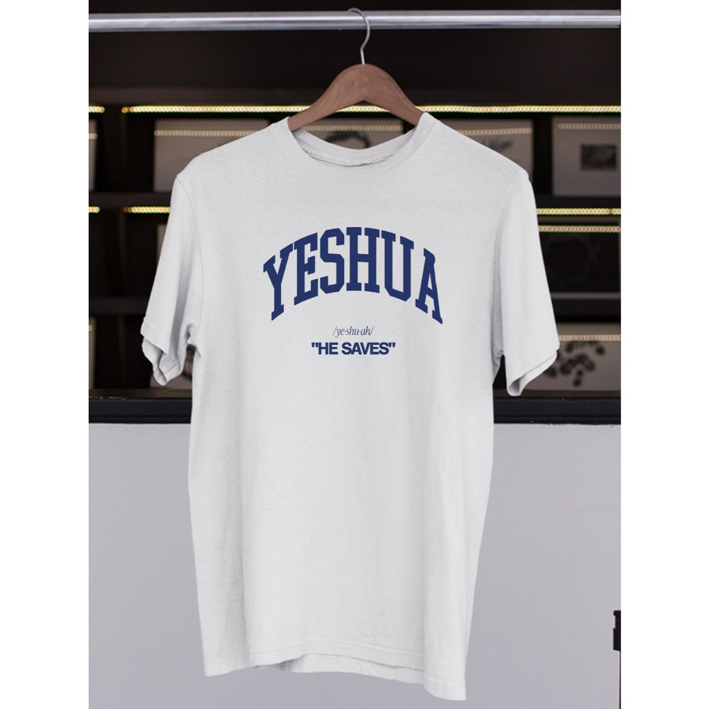 [Camiseta Premium em Algodão Puro]CC Camiseta Yeshua Escrito Jesus Evangélica Religiosa 100% Algodão Swag Estilosa Discr